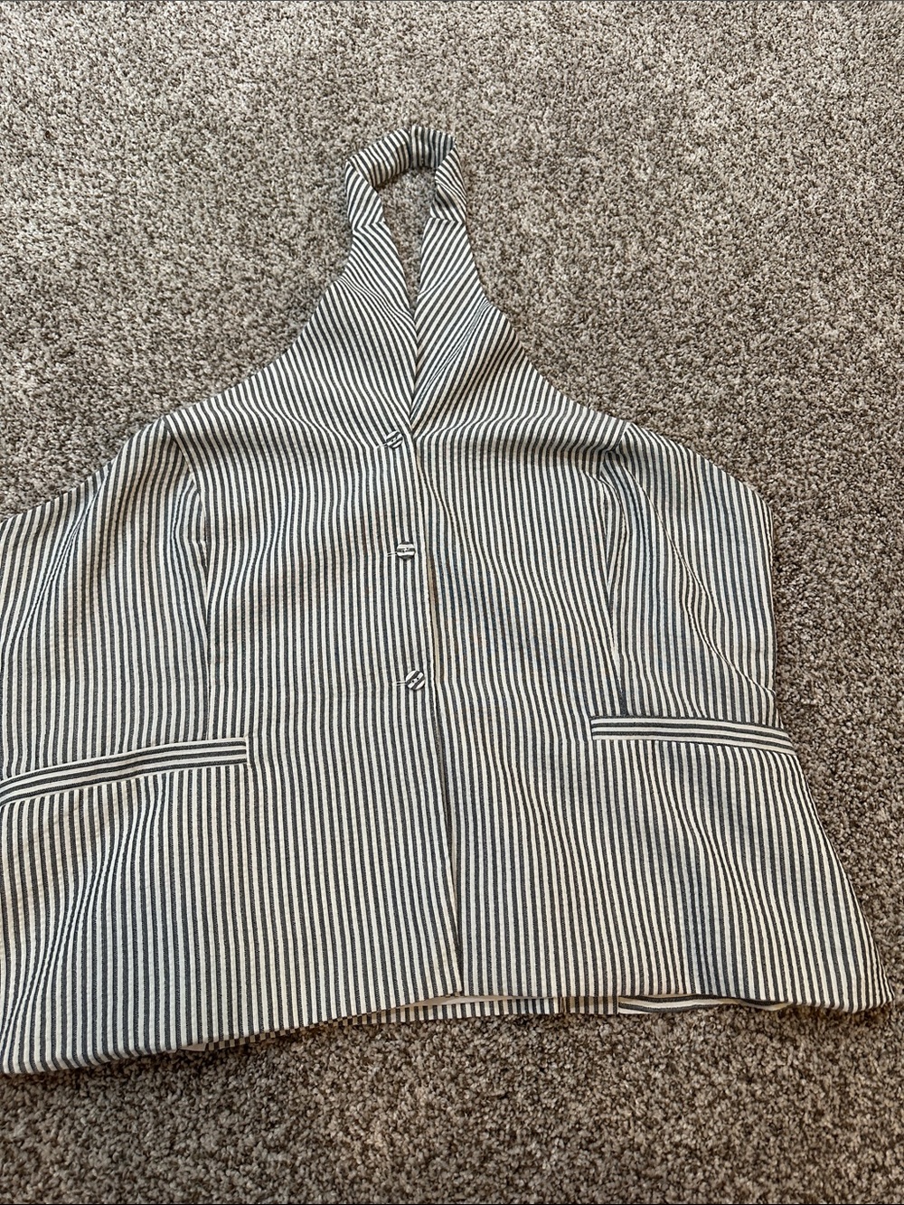Fashion Nova Black & White Striped Halter Top